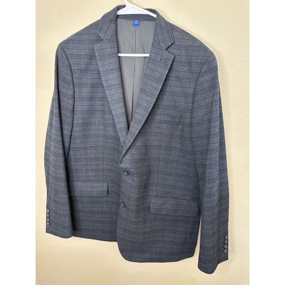 Apt 9 Mens Slim Fit Premier Flex Essential Blazer 44R Plaid Black Polyester - Picture 2 of 8